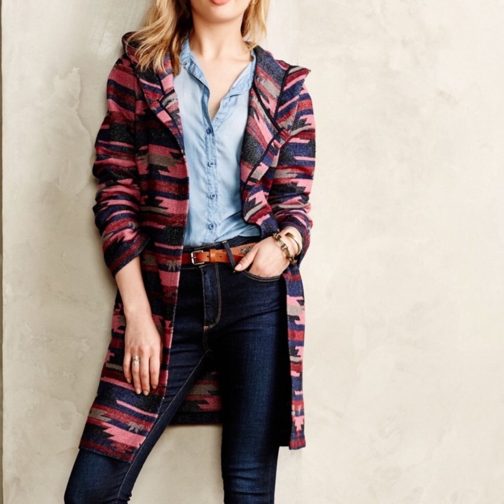 Anthropologie Hooded Wrap Coat Tabitha Sz S EUC